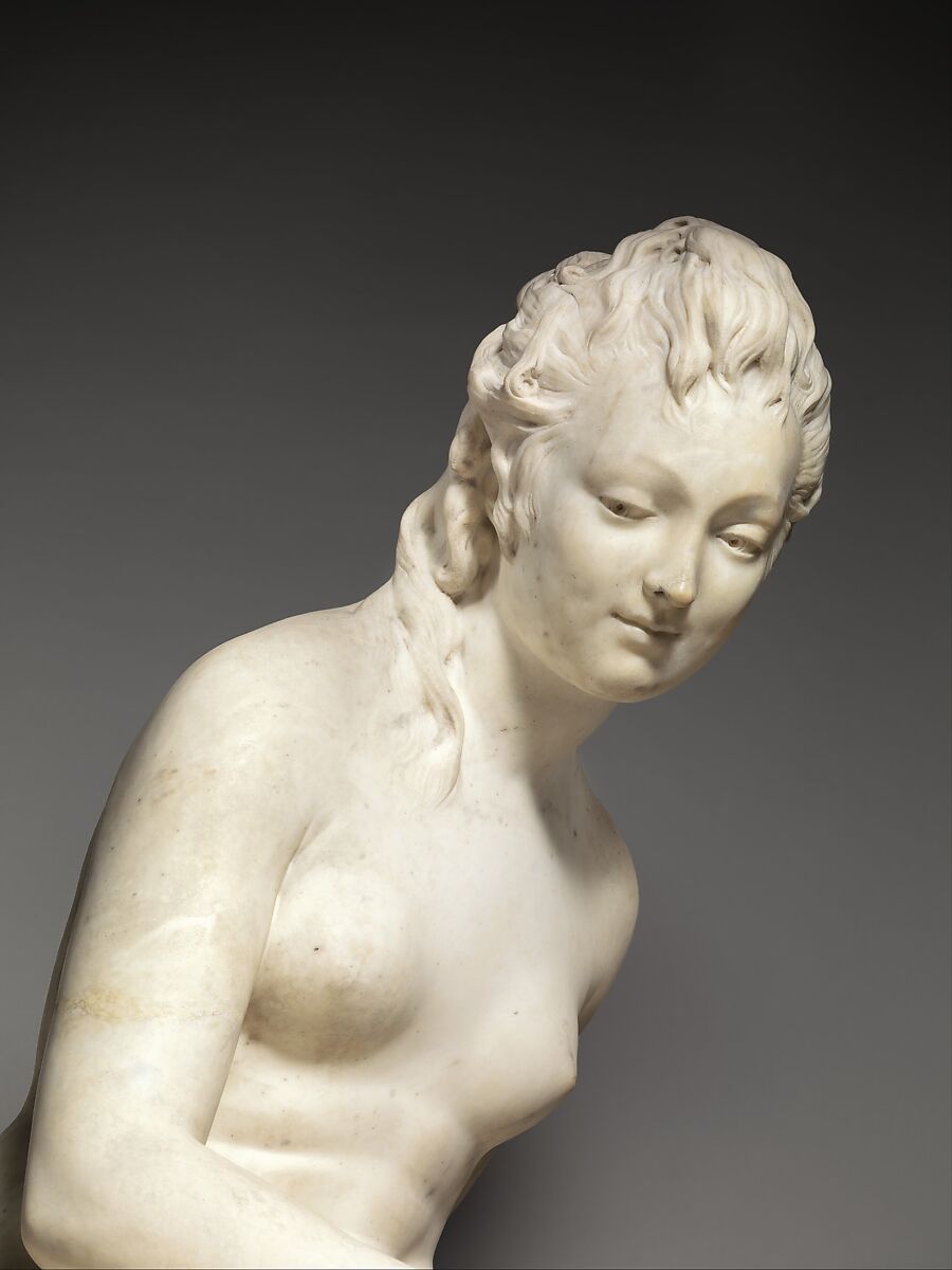 Bather (from a fountain group), Jean Antoine Houdon (French, Versailles 1741–1828 Paris), Marble, French, Paris