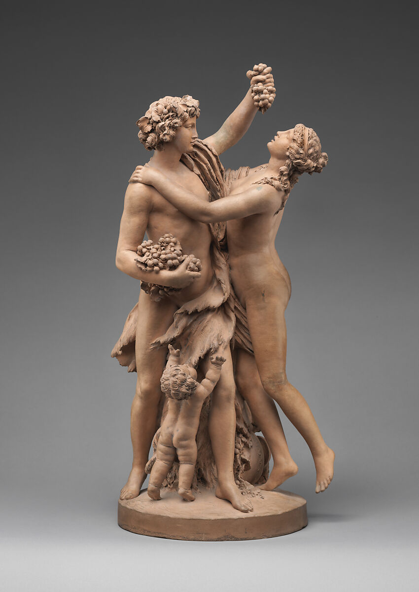 Bacchus and a Nymph with a Child and Grapes, Clodion (Claude Michel) (French, Nancy 1738–1814 Paris), Terracotta, French, Paris 