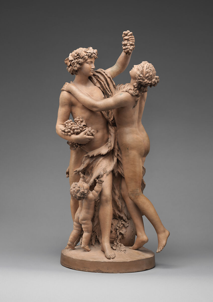 Bacchus and a Nymph with a Child and Grapes, Clodion (Claude Michel) (French, Nancy 1738–1814 Paris), Terracotta, French, Paris