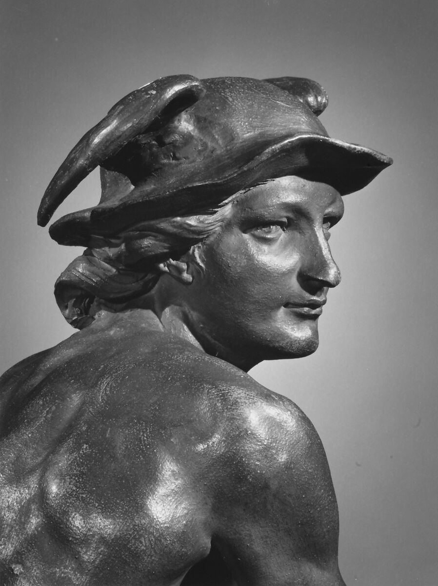Mercury, After a composition by Jean-Baptiste Pigalle (French, 1714–1785), Cast terracotta, painted, French