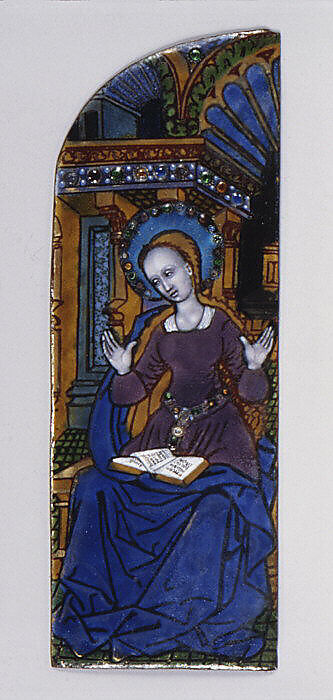 The Annunciation, Nardon Pénicaud (French, 1470–1542/43), Painted enamel on copper, partly gilt, French, Limoges