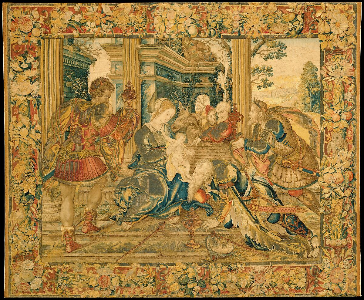 Adoration of the Kings, Design attributed to Bernard van Orley (Netherlandish, Brussels ca. 1492–1541/42 Brussels) or a member of his workshop, Wool, silk, silver, silver-gilt thread (20 warps per inch, 8 per cm.), Netherlandish, Brussels 