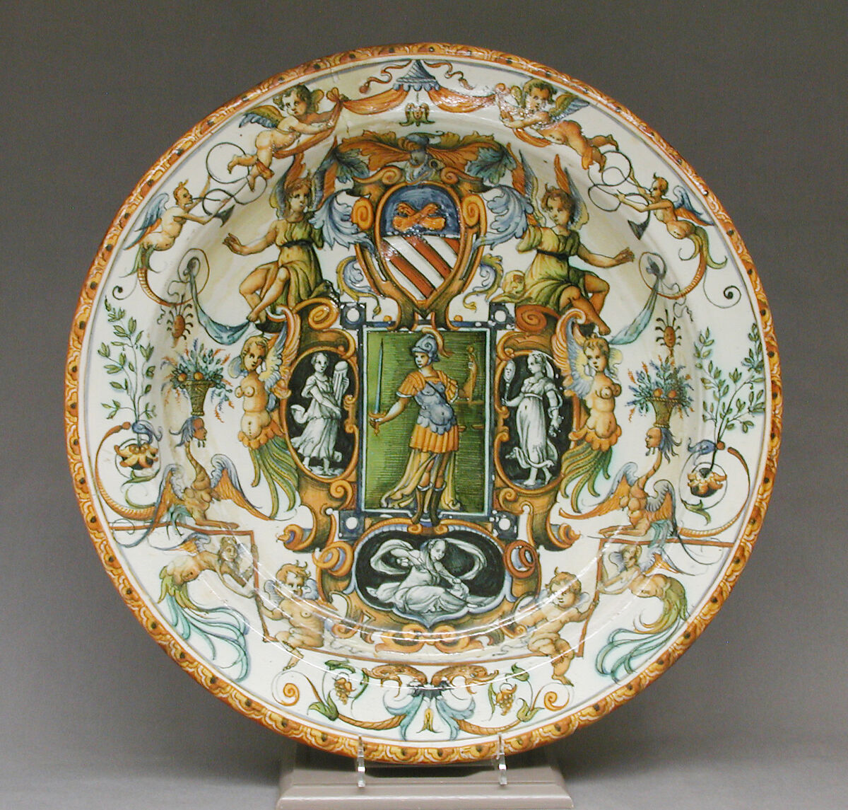 Plate, Workshop of Patanazzi family (Italian, active ca. 1580–1620), Maiolica (tin-glazed earthenware), Italian, Urbino 