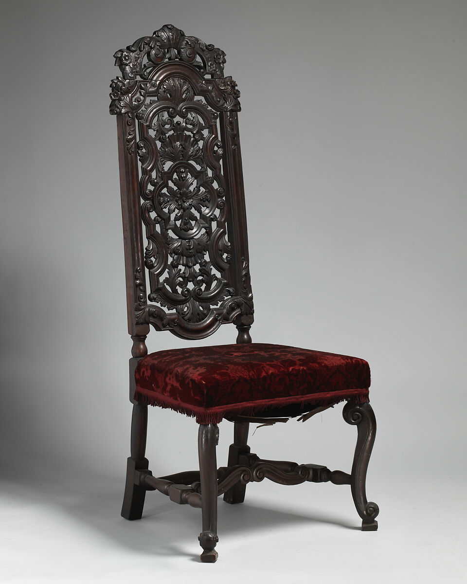 Chair (one of a pair), Walnut, cane, British 