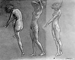 Study: Three Female Figures, Joseph Lichtenauer (American, New York 1876–1966 Westport, Connecticut), Crayon on paper, American 