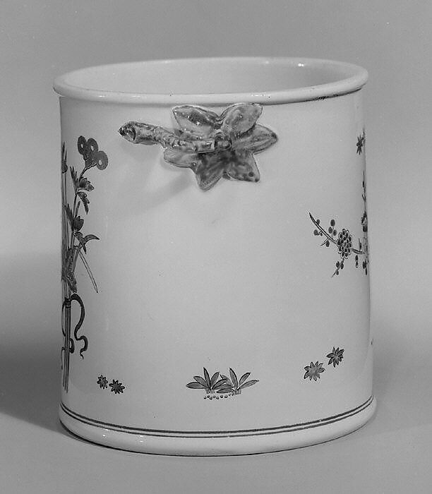 Wine bottle cooler (one of a pair), Chantilly (French), Tin-glazed soft-paste porcelain, silver, French, Chantilly