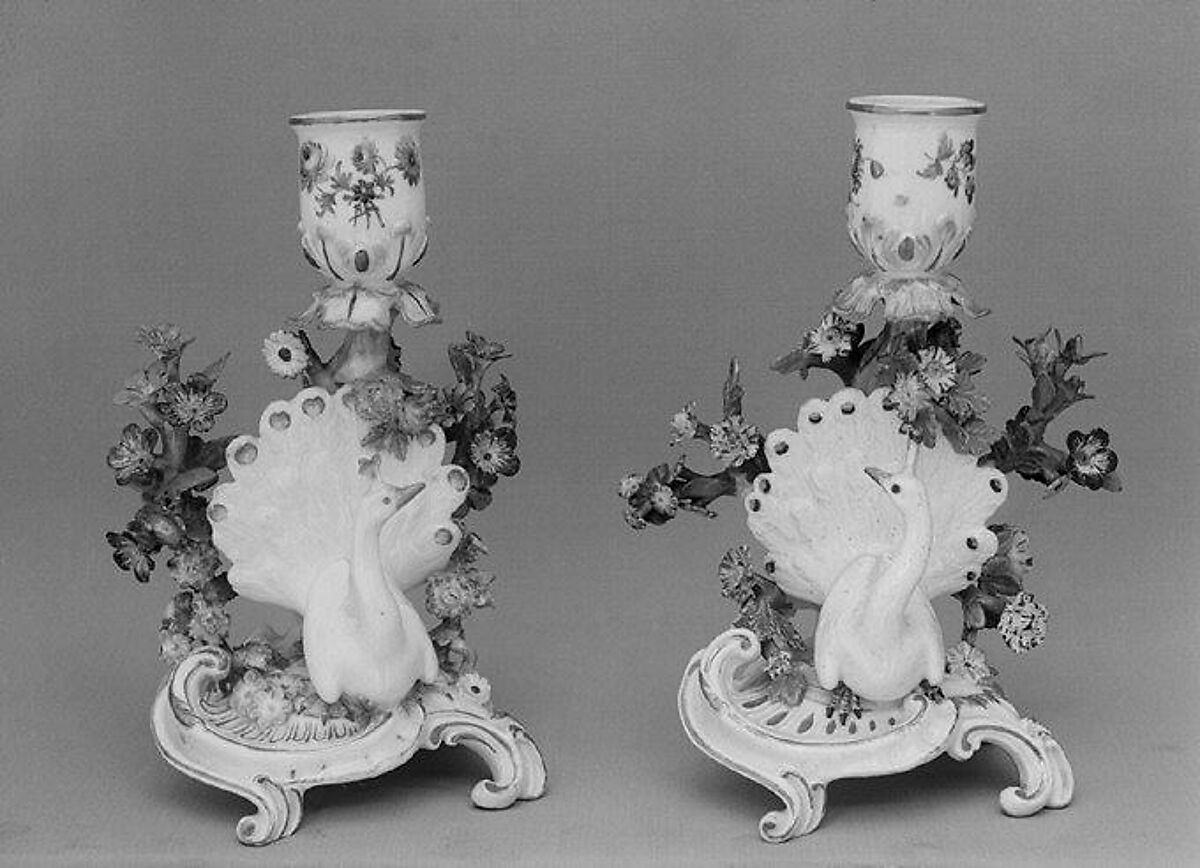 Candlestick (one of a pair), Meissen Manufactory (German, 1710–present), Hard-paste porcelain, German, Meissen 