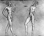 Study: Two Female Figures, Joseph Lichtenauer (American, New York 1876–1966 Westport, Connecticut), Crayon on paper, American 