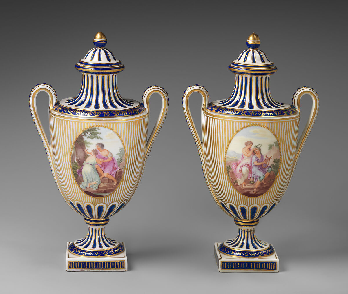 Vase with cover, Derby Porcelain Manufactory (British, Chelsea-Derby period, 1769–1784), Soft-paste porcelain, British, Chelsea-Derby