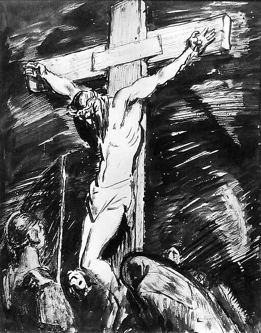 The Crucifixion, Boardman Robinson (American (born Canada), Nova Scotia 1876–1952 Stamford, Connecticut), Brush and ink on paper, American 