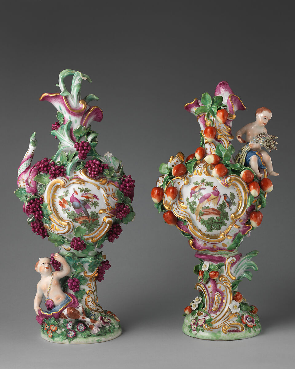 Vase, Chelsea Porcelain Manufactory (British, 1745–1784, Gold Anchor Period, 1759–69), Soft-paste porcelain, British, Chelsea
