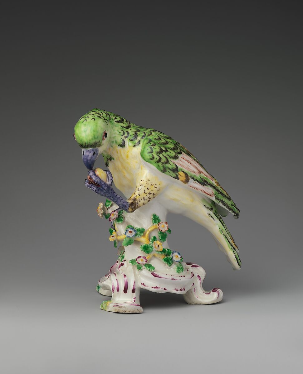 Parrot, Bow Porcelain Factory (British, 1747–1776), Soft-paste porcelain, British, Bow, London