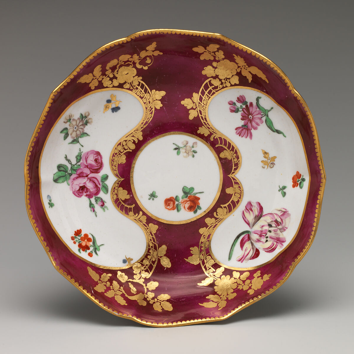 Bowl and tray, Chelsea Porcelain Manufactory (British, 1745–1784, Gold Anchor Period, 1759–69), Soft-paste porcelain, British, Chelsea