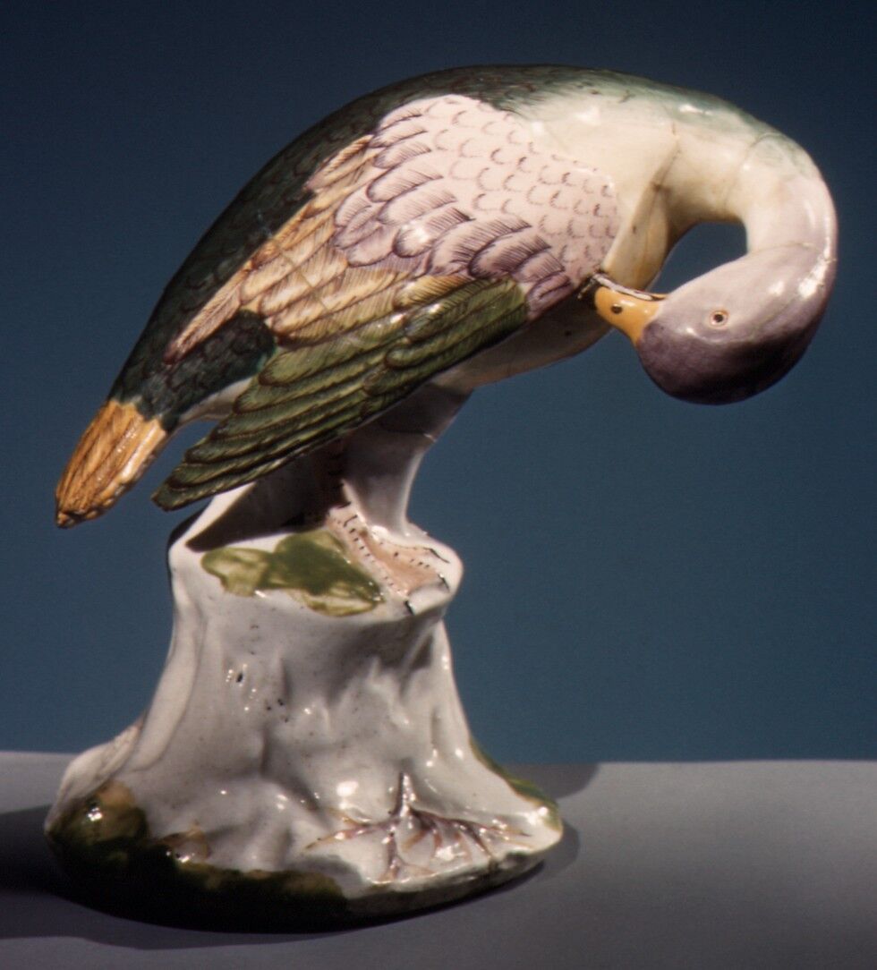 Duck, Chelsea Porcelain Manufactory (British, 1744–1784), Soft-paste porcelain, British, Chelsea