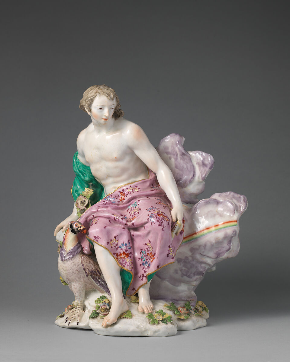 Sight (one of a pair), Chelsea Porcelain Manufactory (British, 1745–1784, Red Anchor Period, ca. 1753–58), Soft-paste porcelain with enamel decoration and gilding, British, Chelsea 