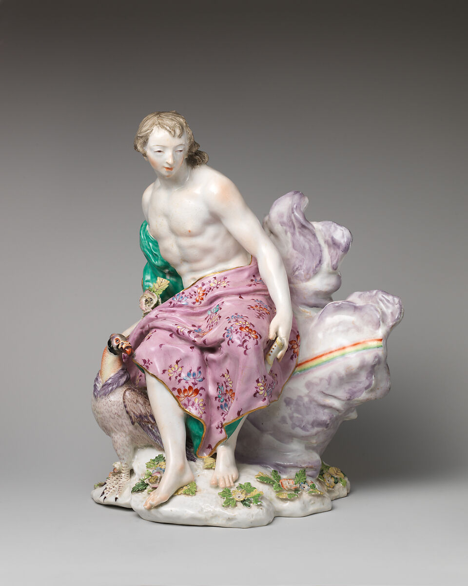 Sight (one of a pair), Chelsea Porcelain Manufactory (British, 1745–1784, Red Anchor Period, ca. 1753–58), Soft-paste porcelain with enamel decoration and gilding, British, Chelsea