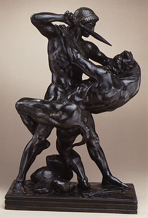 Theseus Slaying the Minotaur, Antoine-Louis Barye (French, Paris 1795–1875 Paris), Bronze, French 