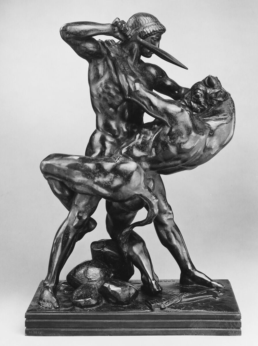 Theseus Slaying the Minotaur, Antoine-Louis Barye (French, Paris 1795–1875 Paris), Bronze, French