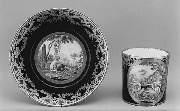 Cup and saucer, Sèvres Manufactory (French, 1740–present), Soft-paste porcelain, French, Sèvres 