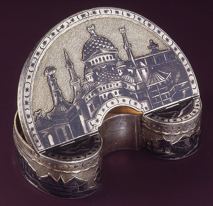 Box, Silver, niello work, gilt lined, Russian, Moscow 