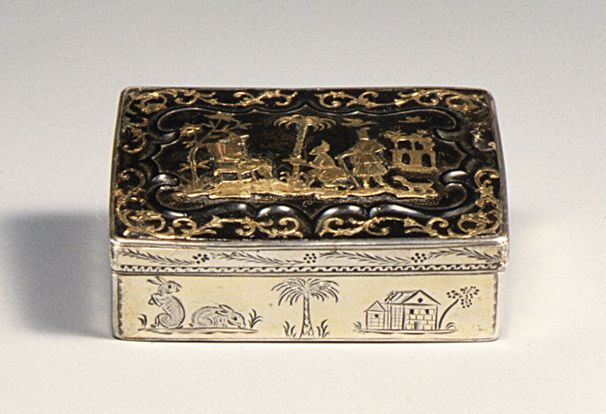 Box, Tortoiseshell and piqué work by Wilhelm Krüger (German, 1680–1756), Cover: tortoiseshell and piqué work; box: gilt silver, German, Dresden and probably Gmünd 