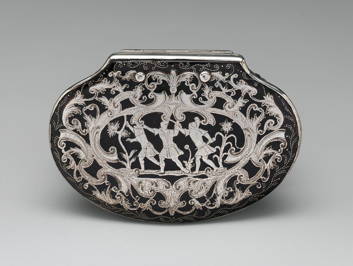 Box, Tortoiseshell, silver, mother-of-pearl, probably British