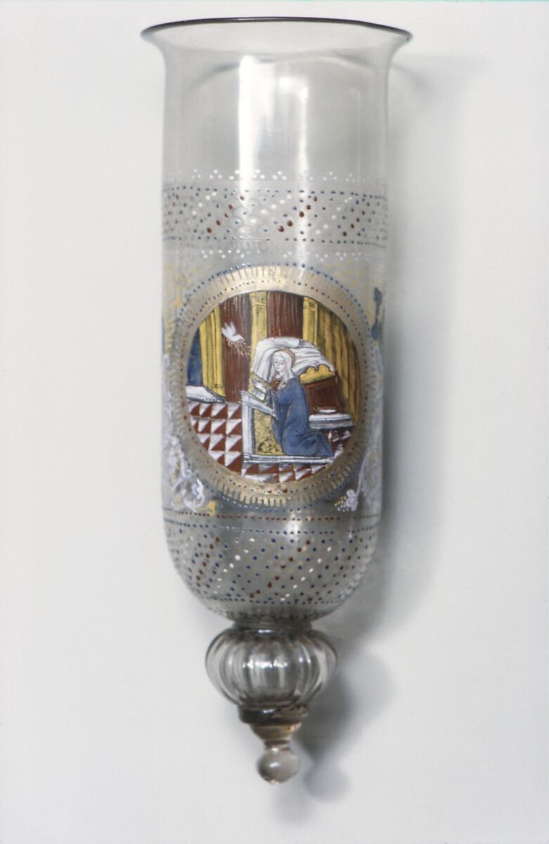 Sanctuary lamp (Cesendello), Glass, enameled and gilt, Italian, Venice (Murano)