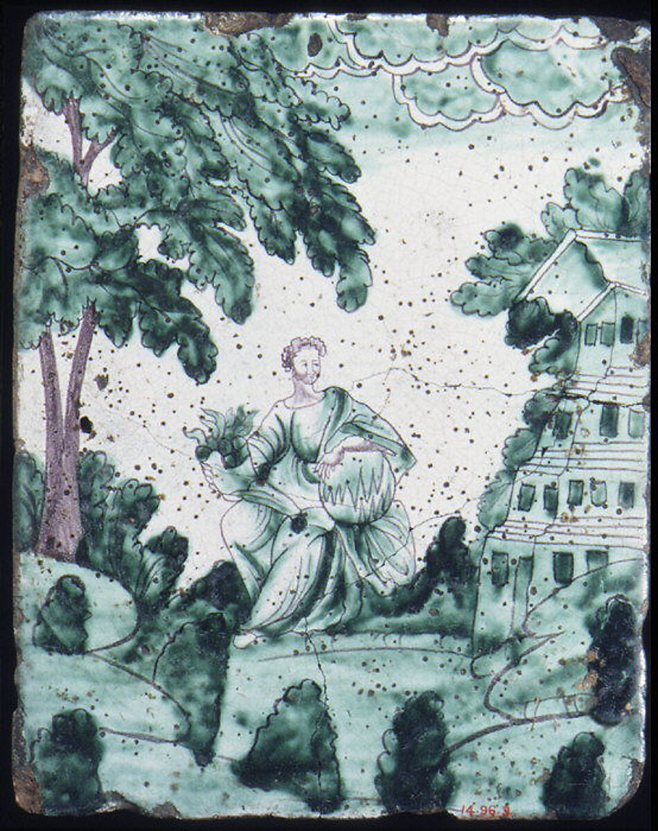 Stove tile, Glazed pottery, Russian 