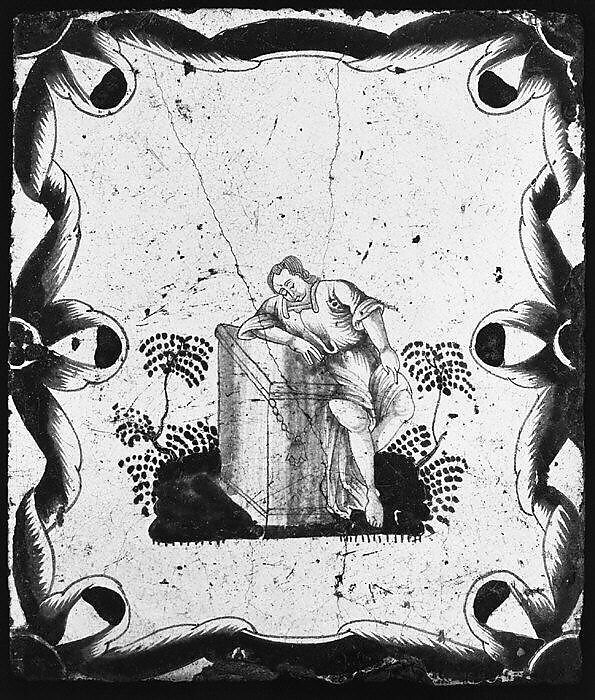 Stove tile, Glazed pottery, Russian