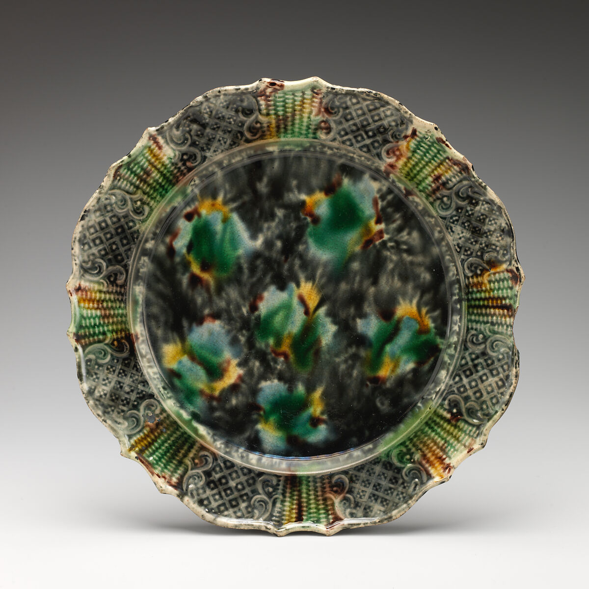 Plate, Style of Whieldon type, Earthenware, glazed, probably British, Staffordshire 