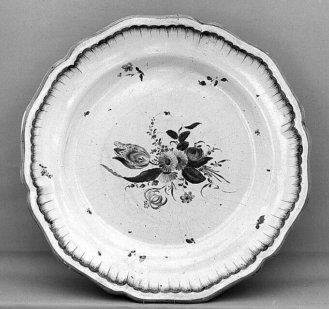 Plate or plaque, Faience (tin-glazed earthenware), French, possibly Sceaux 