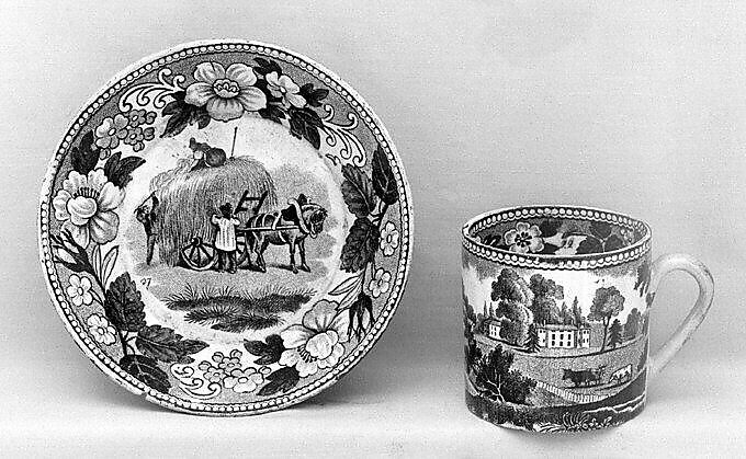 Cup (part of a set), Semi-porcelain, French, Creil 