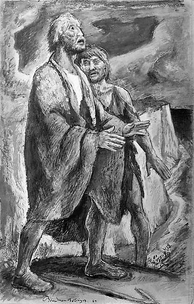 On the Cliff: Gloucester and Edgar, Boardman Robinson (American (born Canada), Nova Scotia 1876–1952 Stamford, Connecticut), Tempera and pencil on paper, American 