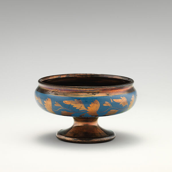 Saltcellar, Possibly made at Brislington Manufactory, Pottery, copper lustre, British, Bristol 