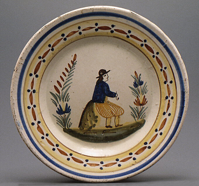 Plate, Stoneware, French, Quimper 