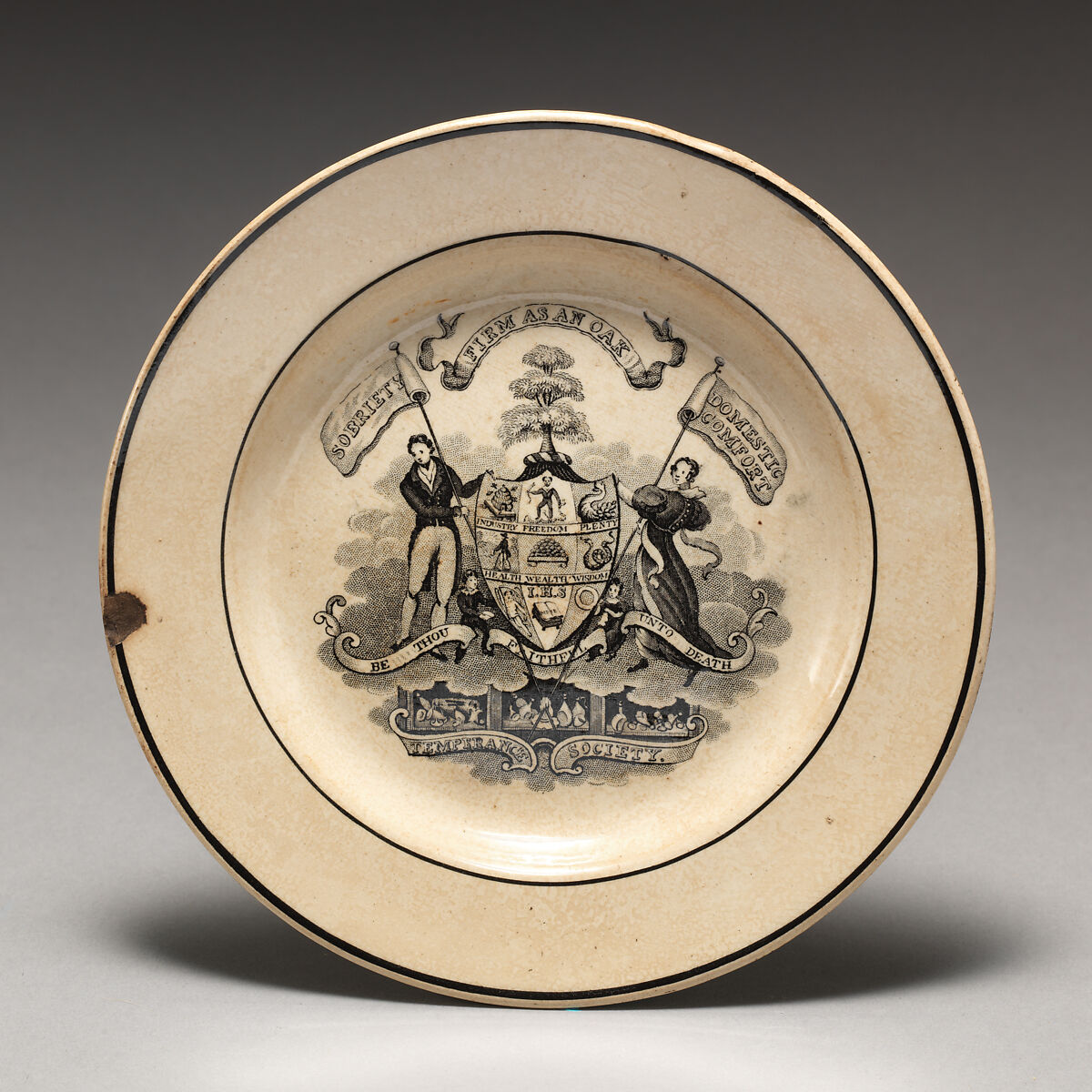 Plate, Pottery, British, Staffordshire 