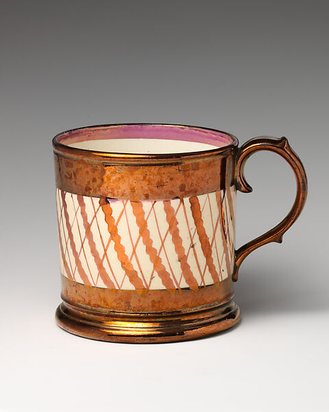 Mug, Possibly by Hanley: Sparkes, Pottery; copper lustre, British, Staffordshire 