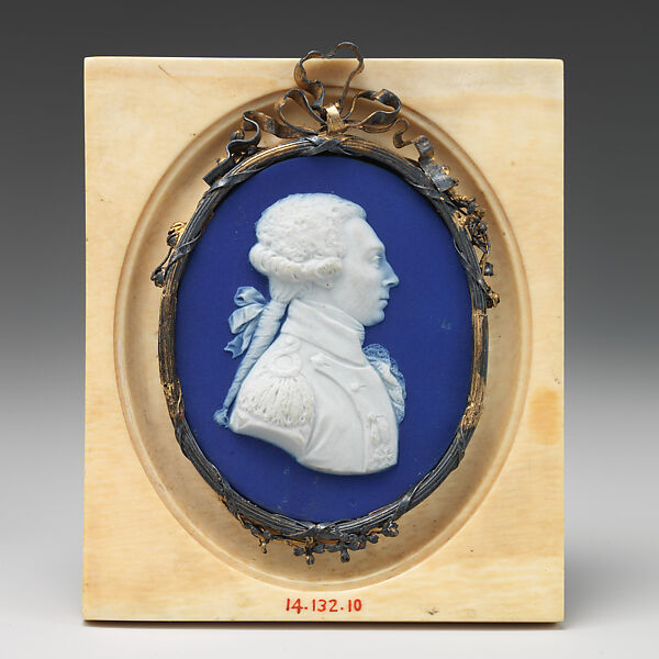 Gilbert du Motier, Marquis de Lafayette (1757–1834), Josiah Wedgwood and Sons (British, Etruria, Staffordshire, 1759–present), Jasperware; gilt and ivory frame, British, Staffordshire 