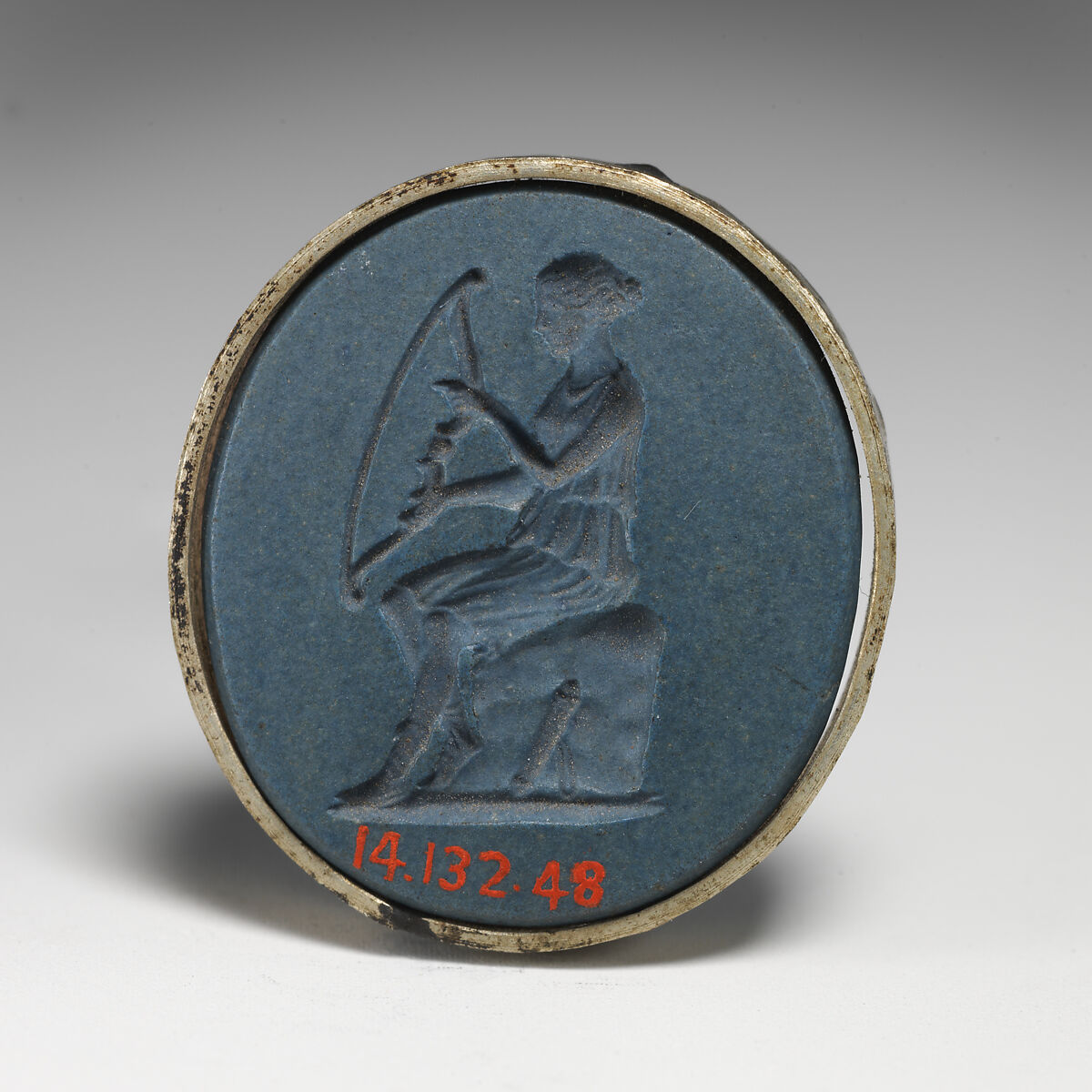 Intaglio, Josiah Wedgwood (British, Burslem, Stoke-on-Trent 1730–1795 Burslem, Stoke-on-Trent), Jasperware, mottled with white on back, British, Staffordshire 