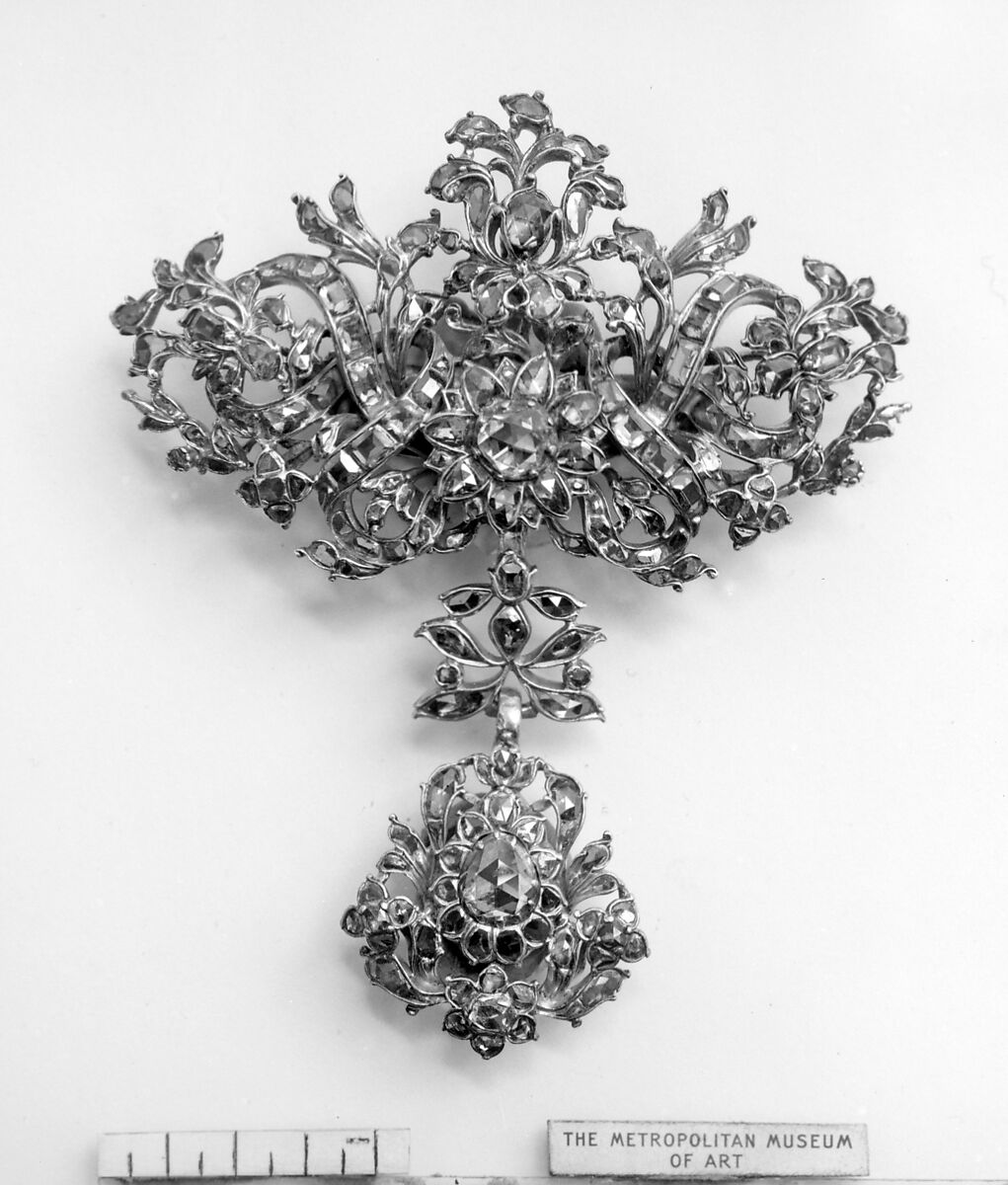 Brooch, Silver, diamonds, Portuguese or Spanish 