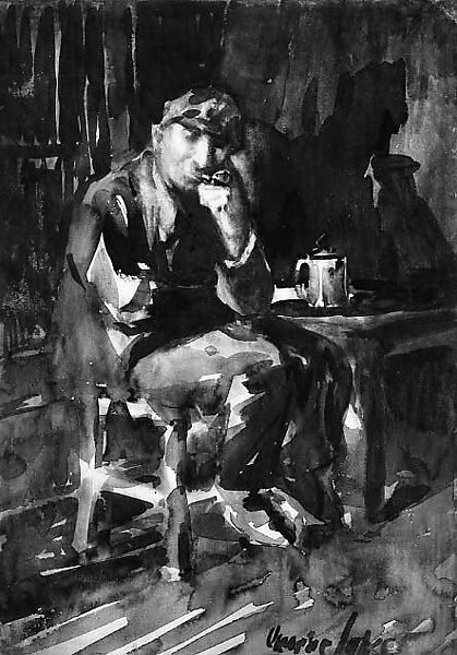 David Parrish: Interior of a Tavern, George Luks (American, Williamsport, Pennsylvania 1866–1933 New York), Watercolor and pencil on paper, American