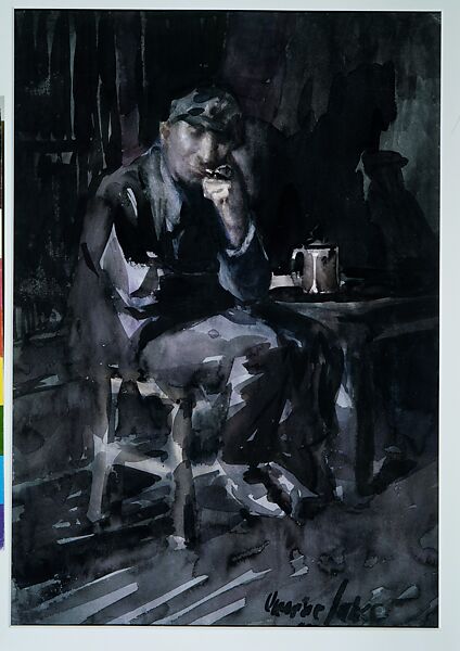 David Parrish: Interior of a Tavern, George Luks (American, Williamsport, Pennsylvania 1866–1933 New York), Watercolor and pencil on paper, American