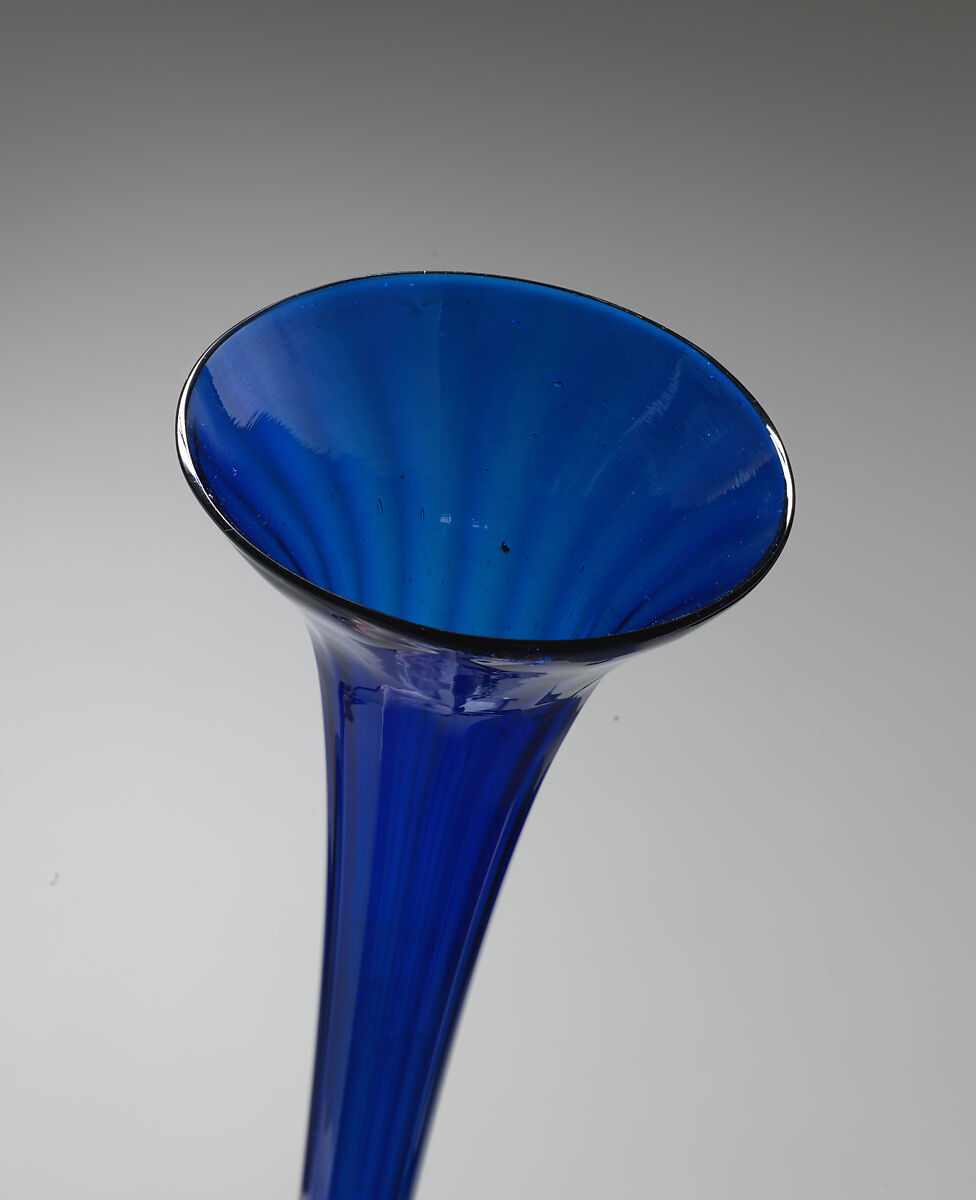 Horn, Blue glass, British, Bristol