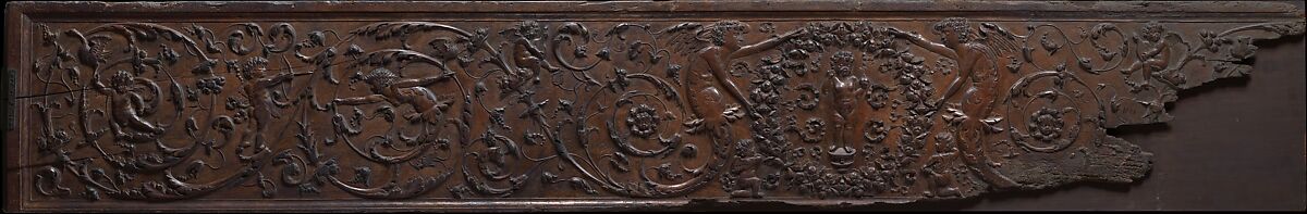 Frieze fragment, Carved walnut, French 