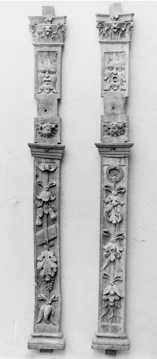 Pair of pilasters, Carved oak, French 