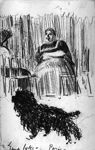 Seated Woman and Poodle, George Luks (American, Williamsport, Pennsylvania 1866–1933 New York), Crayon on paper, American 
