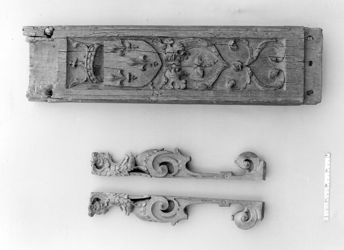 Pair of consoles, Style of Jacques Androuet Du Cerceau (French, Paris 1510/12–1585 Annecy), Carved walnut, French