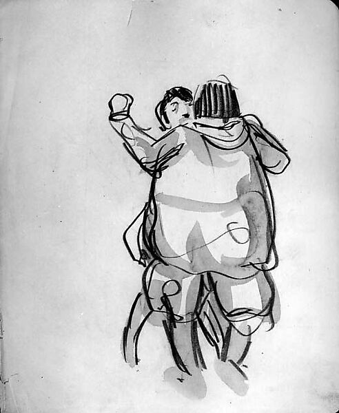 Man and Woman Dancing, George Luks (American, Williamsport, Pennsylvania 1866–1933 New York), Conté crayon and ink wash on paper, American 