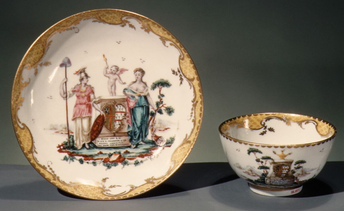 Cup and saucer, Bristol (British), Hard-paste porcelain, British, Bristol 