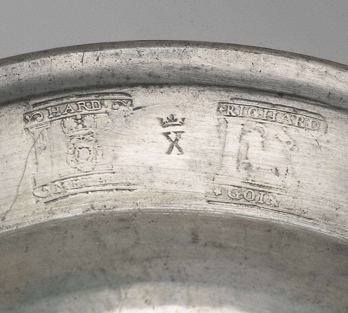 Soup plate, Richard Going (British, active Bristol, died ca. 1765), Pewter, British